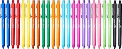 Amazon Basics Multi Colored Ballpoint Pens for Smooth Writing, Assorted Colors, Retractable, 24-Pack
