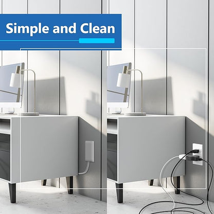 LIDER Flat-Face Outlet Extender with 3 Receptacles, Ultra-Thin Wall Plate Plug with Cord Extender and 3-Outlet Power Strip, 8ft Cord, LWE8-315-W2P, ETL-Listed, White, 2 Pack