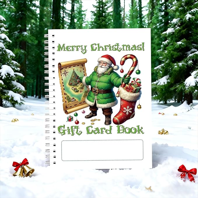 Merry Christmas Gift Card Holder Book - DIY Spiral-Bound with Surprises, College Survival & Graduation Gift, Greeting Card Keeper for Holidays （S13）