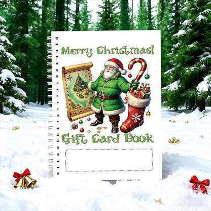 Merry Christmas Gift Card Holder Book - DIY Spiral-Bound with Surprises, College Survival & Graduation Gift, Greeting Card Keeper for Holidays （S13）