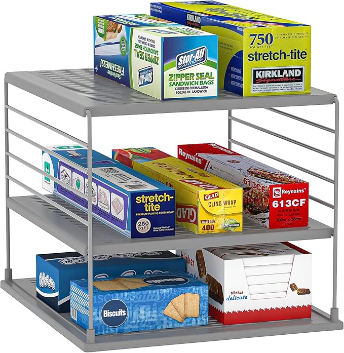 Upgraded Pantry Organizers and Storage- Divided Compartment Holder for Foil and Plastic Wrap Organizer- Kitchen Organizers and Storage for Aluminum Foil, Wraps, Box- Organization and Storage