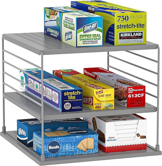 Upgraded Pantry Organizers and Storage- Divided Compartment Holder for Foil and Plastic Wrap Organizer- Kitchen Organizers and Storage for Aluminum Foil, Wraps, Box- Organization and Storage