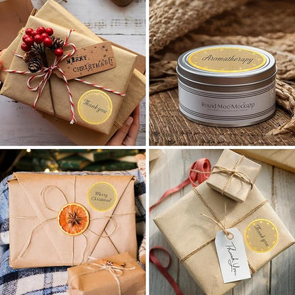 2" Kraft Label Stickers for Jars and Lids, 6 Different Gold Border Designs, Kraft Sticker Labels use for Pantry, Mason Jars, Canning, Bottles- 500pcs