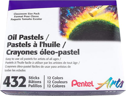 Pentel Arts Oil Pastels - 432 Piece Classroom Size Pack (PHN-12CP2)