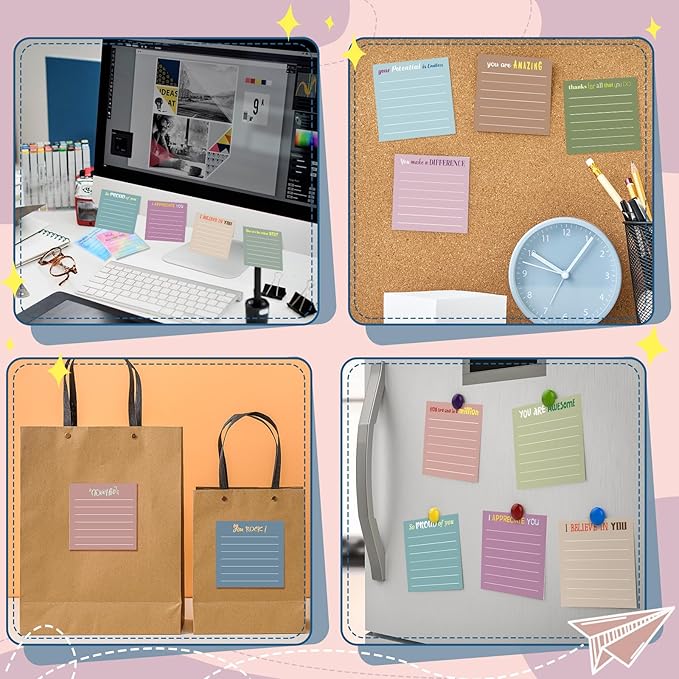 Yinder 12 Pcs Employee Appreciation Sticky Notes Xmas Gift Bulk Motivation Note Pads Mini Inspirational Note Gift for Teacher Nurse Staff Coworker Office Supply 3 x 3'' (Appreciation,Neutral Color)