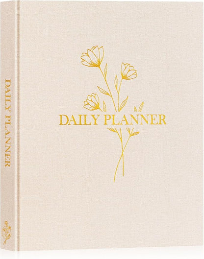 Lanpn Undated Daily Planner Hourly Schedule Notebook, 196 Pages 2 Page per Day To Do List Notebook Notepad Appointment Work Planner, Hardcover Daily Journal Organizer Book For Women 7.7" x 9.3" Beige