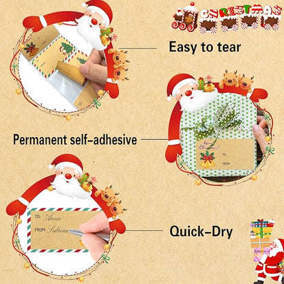 Christmas Gift Tags - Kraft Brown Gift Tags Christmas Presents | Christmas Gifts for Women Men Mom - Christmas Wrapping Paper - Christmas Decorations- 2.95 x 1.6 Inch