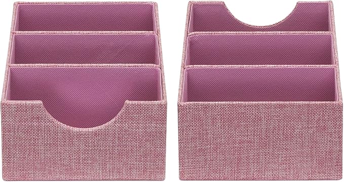 Household Essentials 3-Compartment Drawer Organizers, Pack of 2, Carnation