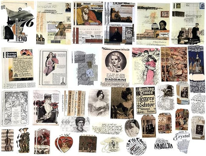200 Pieces Vintage Ephemera Scrapbooking Supplies Pack for Journaling, Decoupage Paper Scrapbook Stickers Kit for Bullet Junk Journal Planners Collage Craft Notebooks Album (Retro)