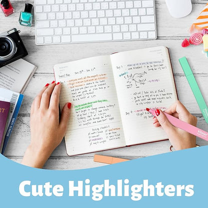 Highlighters,10Pcs Bible Highlighters,Chisel Tip Bible Markers,Pastel Purple Highlighter for Journaling Planner Notes School Supplies, assorted colors no bleed Pens