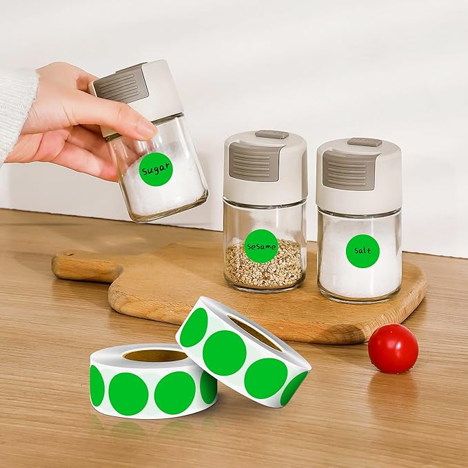 PARLAIM 4 Rolls 4000PCS 1 inch Round Color Coding Circle Dot Labels,Color- Coding Label Sticker for Home Office Classroom(Green)