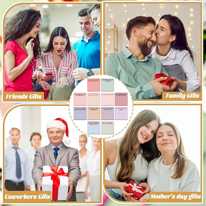 Yinder 24 Pcs Inspirational Sticky Notes Christmas Stocking Stuffers Motivational Sticky Notes Pad Employee Appreciation Gift Bulk for Teacher Nurse Coworker Office 3 x 3'' (Mental Health,Aesthetics)