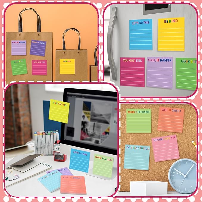 Yinder 12 Pcs Employee Appreciation Sticky Notes Xmas Gift Bulk Motivation Note Pads Mini Inspirational Note Gift for Teacher Nurse Staff Coworker Office Supply 3 x 3'' (Motivational,Dark Color)