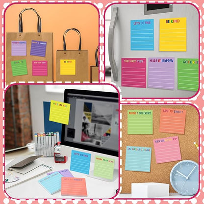 Yinder 24 Pcs Inspirational Sticky Notes Christmas Stocking Stuffers Motivational Sticky Notes Pad Employee Appreciation Gift Bulk for Teacher Nurse Coworker Office 3 x 3'' (Motivational,Dark Color)