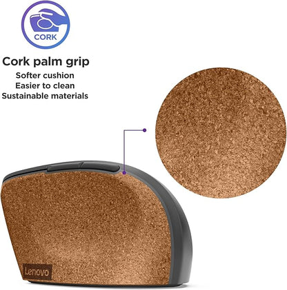 Lenovo Go Wireless Vertical Computer Mouse - Eco Friendly, Ergonomic 45-Degree Grip, Right-Handed, Programmable Buttons – 2.4 GHz USB Receiver, 12 Month Battery Life (Storm Grey)