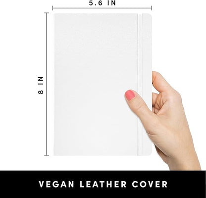 PAPERAGE Blank Journal Notebook, (White), 160 Pages, Medium 5.6 in x 8 in - 100 GSM Thick Paper – Hardcover Journaling Notebook for Work, School, Note Taking or Sketching