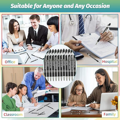 60 Piece Inspirational Pens Kit with Stylus Tip & Sayings – 30 Motivational Pen + 30 Individual Bags – Uplifting Quote & Positive Ideas – For Teachers, Office, School, Meetings, Team Events(Black)