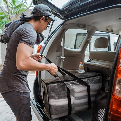 ClearSpace Heavy Duty Moving Bags or Storage Bags – Clear Storage Bins with Lids, Large Moving Boxes with Backpack Straps & Zippers – Packing Bags & Moving Supplies for College Dorm- 4 Pack