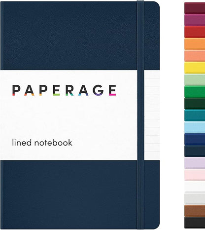 PAPERAGE Lined Journal Notebook, (Navy), 160 Pages, Medium 5.6 in x 8 in - 100 GSM Thick Paper – Hardcover Journaling Notebook for Work, School & Note Taking