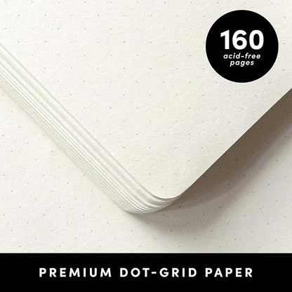 PAPERAGE Dotted Journal Notebook, (Red), 160 Pages, Medium 5.6 in x 8 in - 100 GSM Thick Paper – Hardcover Journaling Notebook for Work, School & Bullet Journaling