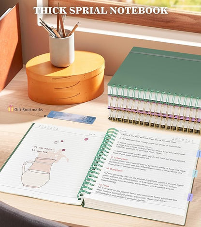 Spiral Notebook Journal College Ruled 8.5''x 11'', 360 Pages Lined Thick Journals for Women Men, A4 Large Spiral Notebooks with 100GSM Paper, Spiral Journaling for Writing Work, School Green
