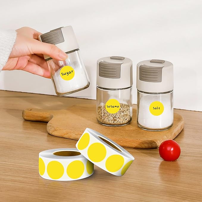 PARLAIM 4 Rolls 4000PCS 1 inch Round Color Coding Circle Dot Labels,Color- Coding Label Sticker for Home Office Classroom(Yellow)