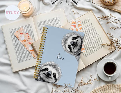 Sloth Notebook Journal,Blue Cute Animal Notebook Journal for School Women Teen Girls Kids,Gifts for Sloth Lovers,Hardcover Spiral Notebooks for Work Notes Journaling,5.5x8.3 Inch