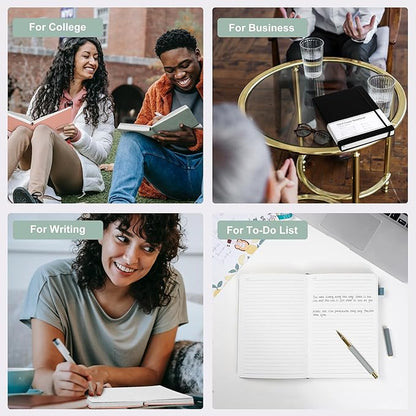 CAGIE Lined Journal Notebook, 320 Pages College Ruled Notebook, 100 Gsm Paper Thick Journal, B5 Hardcover Leather Journals for Writing Women Men, 7.6x10 In, Black