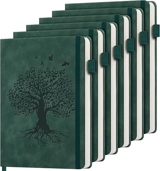 6 Pack Lined Journal Notebook for Women Men, A5 Hardcover Leather Journals for Writing, 200 Pages Thick Paper, Daily Journal Notebook for Work, School, Note Taking, Business, Travel, College Ruled