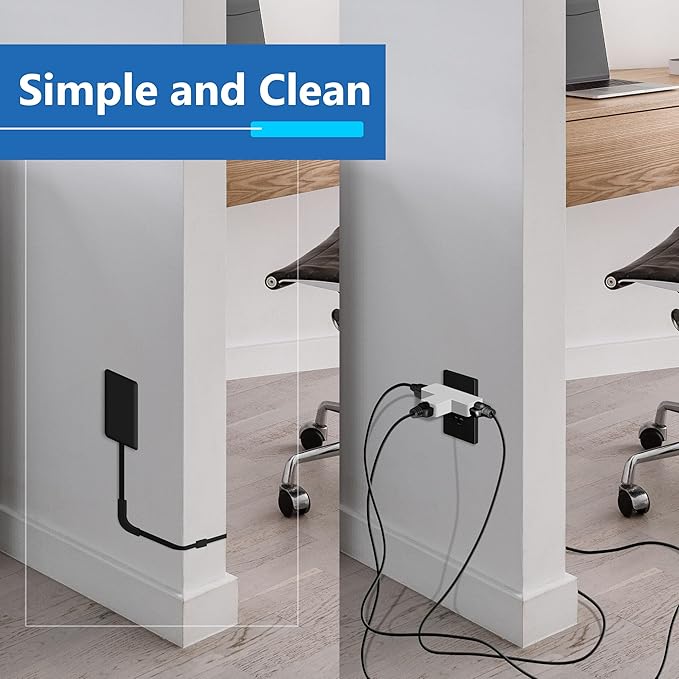 LIDER Outlet Extender with 3 Receptacles, 21W USB Type-A, and 2 USB Type-C, Ultra-Thin Wall Plate Plug with Cord Extender, 3-Outlet Power Strip, Flat-Face, Slim Design, ETL-Listed, 3ft Cord, Black