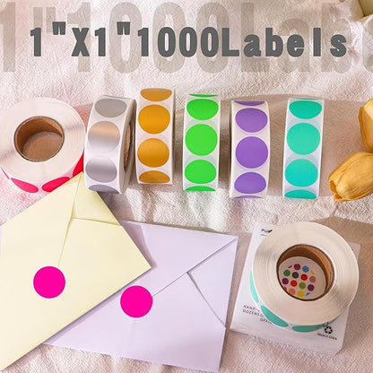 PARLAIM 1 Inch Round Permanent Adhesive Color-Code Dot Stickers,1000 per Roll dots Label Dispenser Box,Green Circle Stickers Label (Fluorescent Pink)