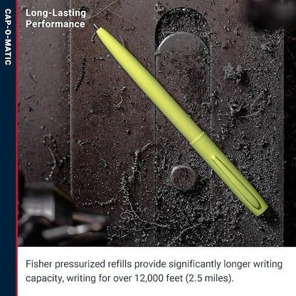 Fisher Space Pen Cap-O-Matic Pen, Ballpoint, Fluorescent Yellow, Pocket Clip, Black Ink