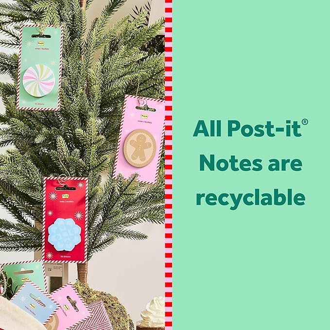 Post-it Jingle Sticky Notes & Label Sheets, Christmas Hostess Present, Assorted Sizes, 2 Holiday Themed Cute Sticky Note Pads and 3 Gift Label Sheets