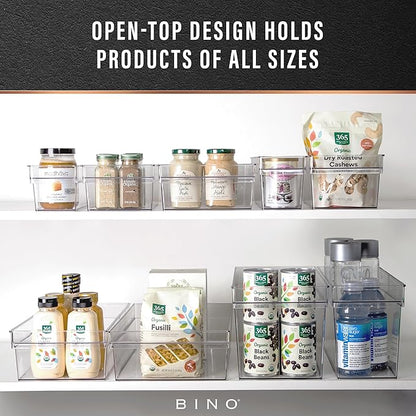 BINO | Plastic Storage Bins, Medium | THE HANDLER COLLECTION | Multipurpose Organizer Bins | Kitchen Pantry Organizers and Storage | Clear Containers for Organizing Home | Freezer Organizer