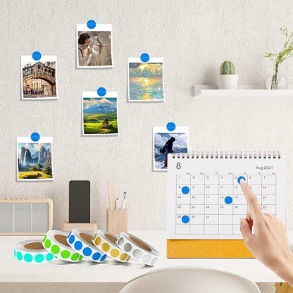 1000PCS Blue Colored Dot Stickers Round Coding Circle Label Stickers 0.5 inch Label in Dispenser Box for Office Classroom