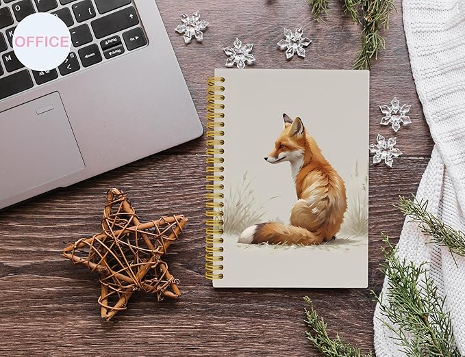 Cute Fox Notebook Journal,Cute Animal Notebook Journal for School Women Teen Girls Kids,Gifts for Fox Lovers,Hardcover Spiral Notebooks for Work Notes Journaling,5.5x8.3 Inch