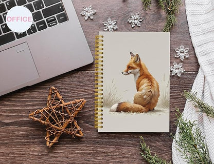 Cute Fox Notebook Journal,Cute Animal Notebook Journal for School Women Teen Girls Kids,Gifts for Fox Lovers,Hardcover Spiral Notebooks for Work Notes Journaling,5.5x8.3 Inch