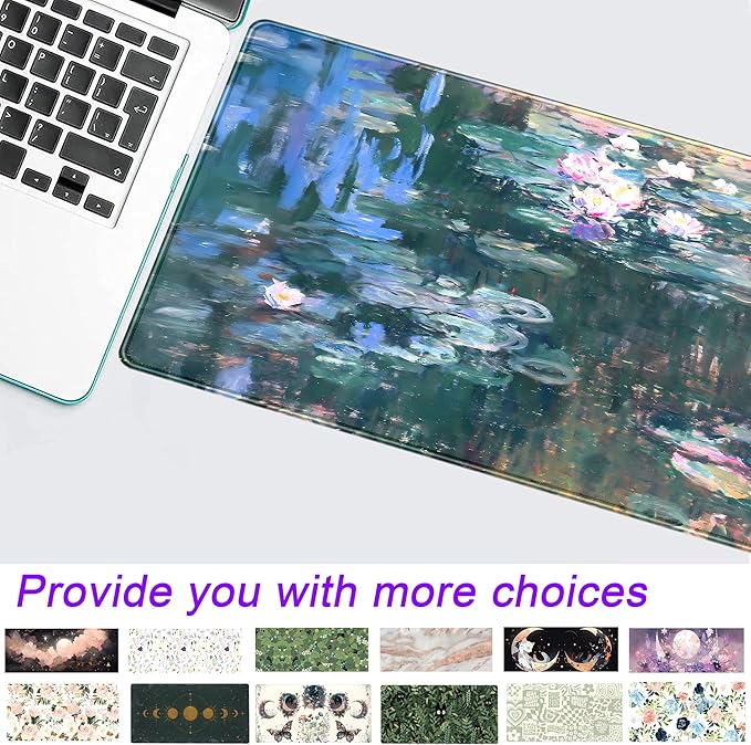 Desk Mat Cute Abstract Oil Painting Mouse Pad Boho Floral Desk Pad XL Large Extended Mousepad Desk Matt for Desktop, Computer Keyboard and Mouse Mat for Women Office Decor Accessories 31.5x11.8 in