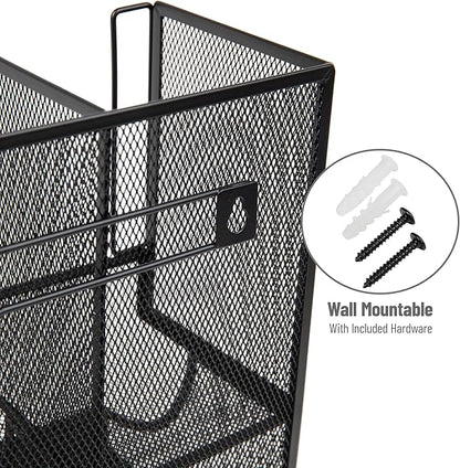 Mind Reader Multipurpose Countertop Organizer, Office Breakroom and Desktop Storage, Metal Mesh, Black