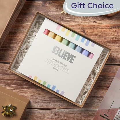 BLIEVE- Aesthetic Bible Highlighters No Bleed Through Assorted Colors, Cute Highlighter Dual Tip For Journaling Supplies And School Accessories, Bible Highlighters And Pens No Bleed (CANDY)