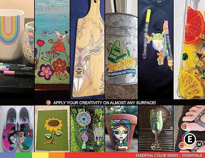 TOOLI-ART Black And White Acrylic Paint Markers Paint Pens Set For Rock Painting, Canvas, Mugs, Metal, Glass Paint, Fabric, Wood, DIY. Non Toxic, Quick Dry,Waterbas (MEDIUM)