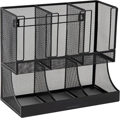 Mind Reader Multipurpose Countertop Organizer, Office Breakroom and Desktop Storage, Metal Mesh, Black