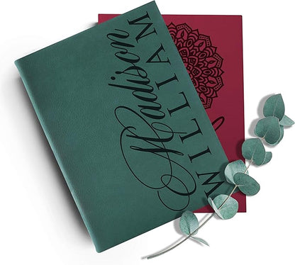 Personalized Leather Journal | Soft Pink, 12 Design | w Text Notebook for Women, Men - Customized Journals to Write In for Women, Diary for Girls - Birthday, Best Friend, Mom, Dad, Office Gift