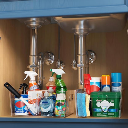 ClearSpace Plastic Storage Bins with Divider, 2 Pack – Perfect Kitchen Organization or Pantry Storage – Fridge Organizer, Pantry Organization and Storage Bins, Cabinet Organizers