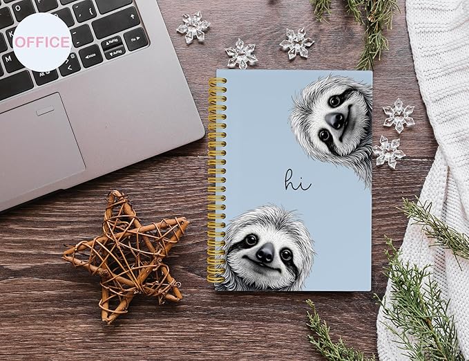 Sloth Notebook Journal,Blue Cute Animal Notebook Journal for School Women Teen Girls Kids,Gifts for Sloth Lovers,Hardcover Spiral Notebooks for Work Notes Journaling,5.5x8.3 Inch