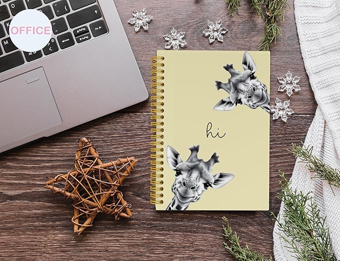 Giraffe Notebook Journal,Yellow Cute Animal Notebook Journal for School Women Teen Girls Kids,Gifts for Giraffe Lovers,Hardcover Spiral Notebooks for Work Notes Journaling,5.5x8.3 Inch