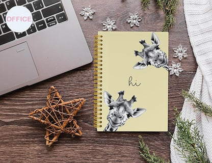 Giraffe Notebook Journal,Yellow Cute Animal Notebook Journal for School Women Teen Girls Kids,Gifts for Giraffe Lovers,Hardcover Spiral Notebooks for Work Notes Journaling,5.5x8.3 Inch