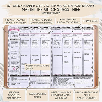 2026 Planner Weekly and Monthly | Law of Attraction Planner with Panduo App | A 12 Month Journey for Productivity, Gratitude & Goal Setting | Includes Foldable Vision Board, Gift Box & Stickers