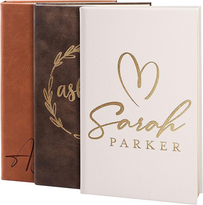 Personalized Leather Journal | Soft Pink, 12 Design | w Text Notebook for Women, Men - Customized Journals to Write In for Women, Diary for Girls - Birthday, Best Friend, Mom, Dad, Office Gift