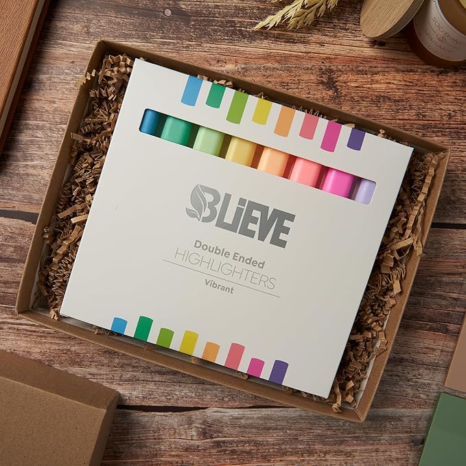 BLIEVE- Aesthetic Bible Highlighters No Bleed Through Assorted Colors, Cute Highlighter Dual Tip For Journaling Supplies And School Accessories, Bible Highlighters And Pens No Bleed (VIBRANT)
